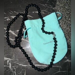 Tiffany & Co. Black Bead Necklace with Sterling Accent